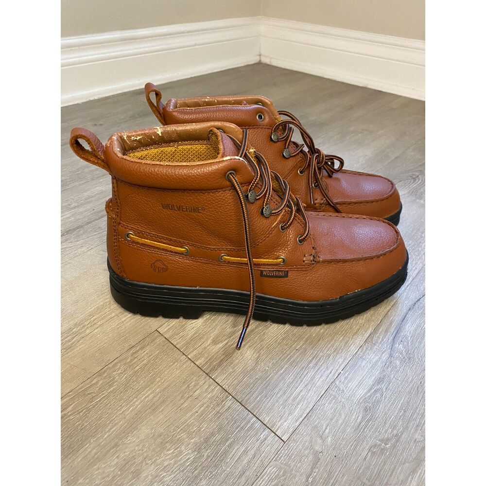 Wolverine W08404 Mens 10.5 M Brown Leather Moc Toe Steel Toe Work Boots EH